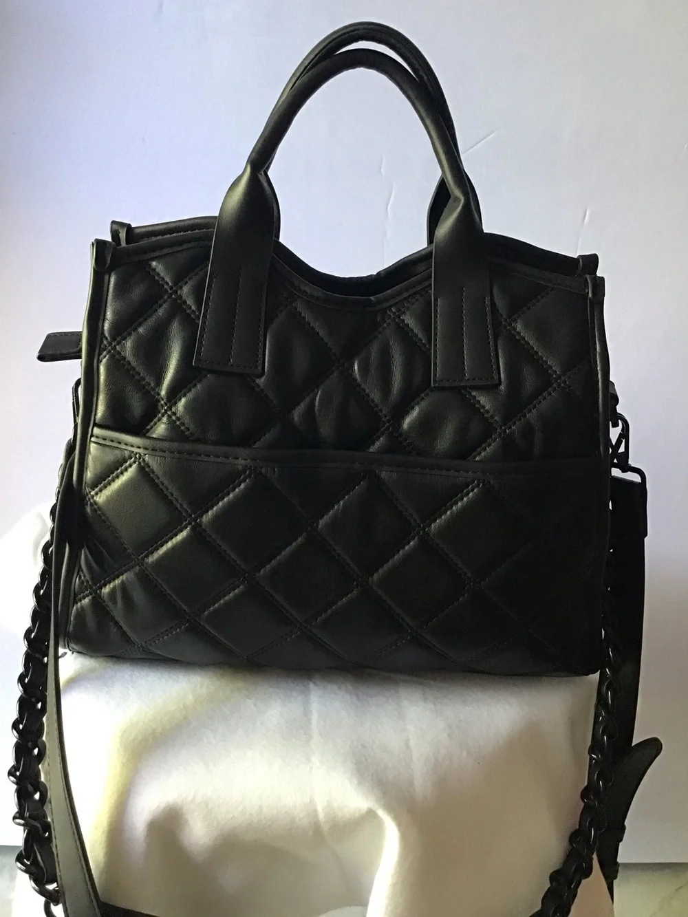 465 Steve Madden Black Quilted Top-Handle Shoulder Bag - Designer-Inspired